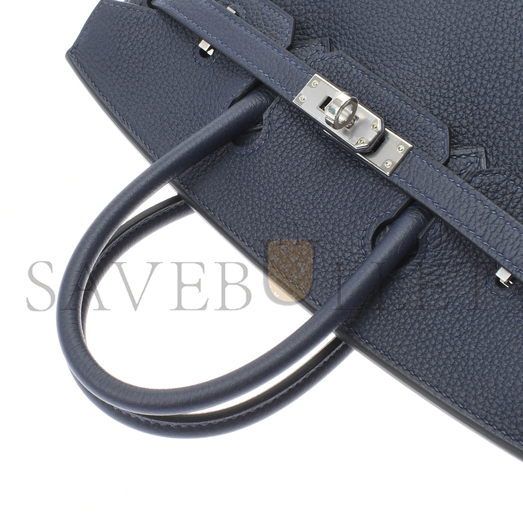 H**mes birkin 25 togo leather sapphire blue and peacock green silver buckle 476967 (25*20*13cm)